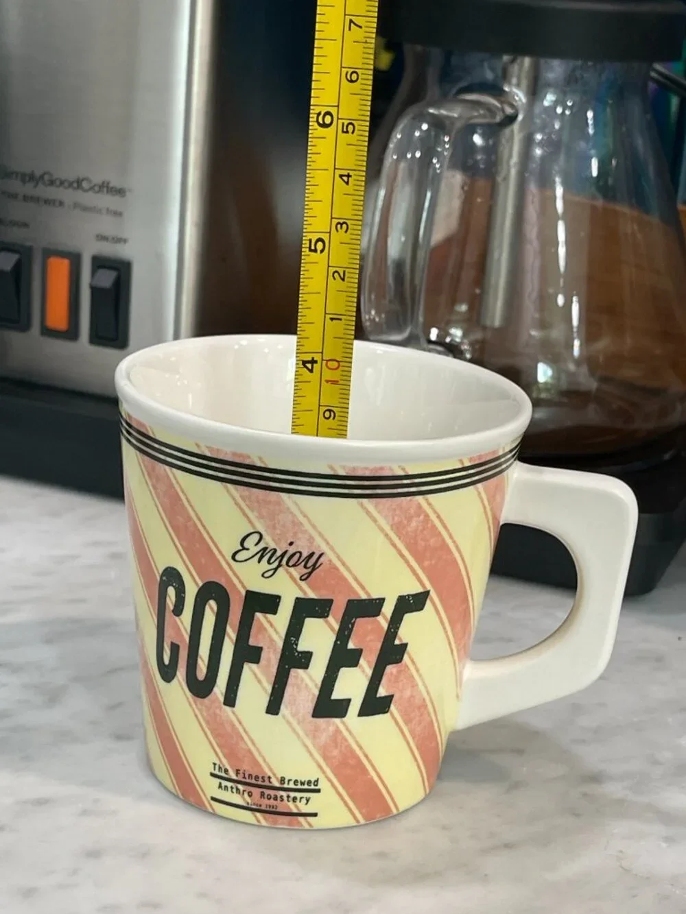 Set of 2; Enjoy Coffee Pink Retro Mugs -Anthero Roasters -NEW